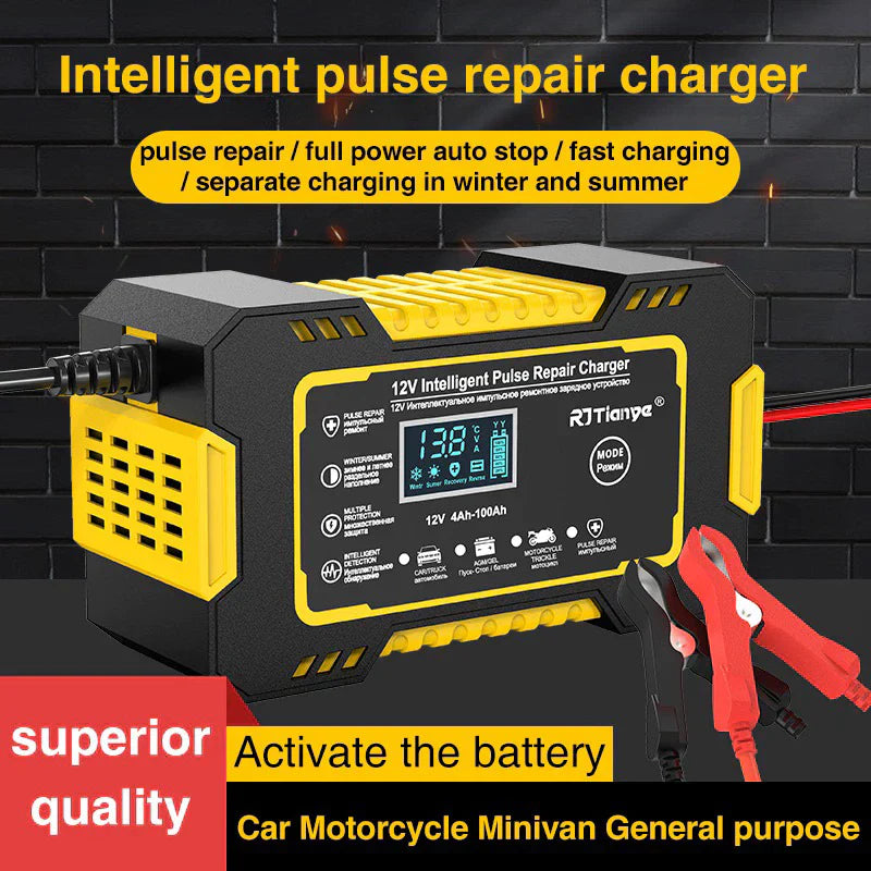 Carregador de bateria automotivo inteligente 12 V Display Digital Automáticas Carregador De Bateria De Carro Energia Reparação Puls-envio imediato
